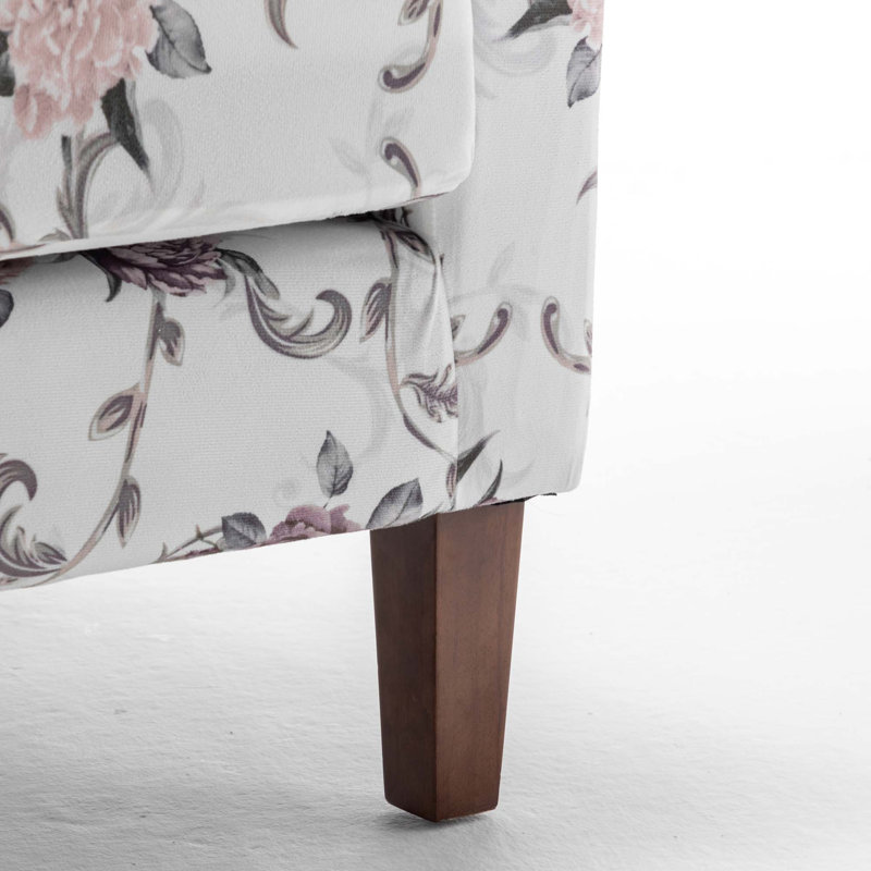 Fauteuil à motifs en mélange de polyester avec structure en bouleau massif et garniture