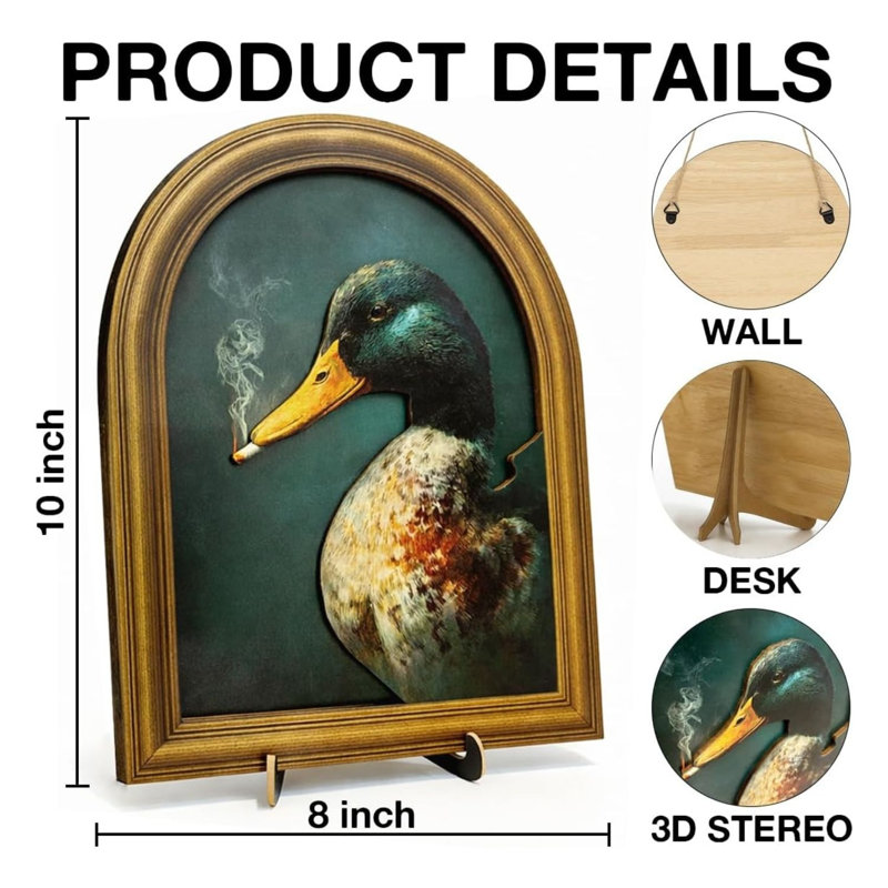 Panneau d'art 3D canard colvert 3D 8 x 10 po