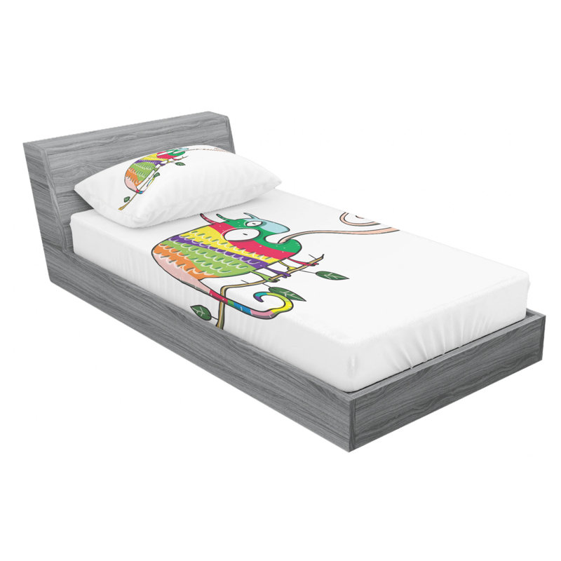 Reptile Microfiber Sheet Set, Twin Sheet Set with Fitted Sheet