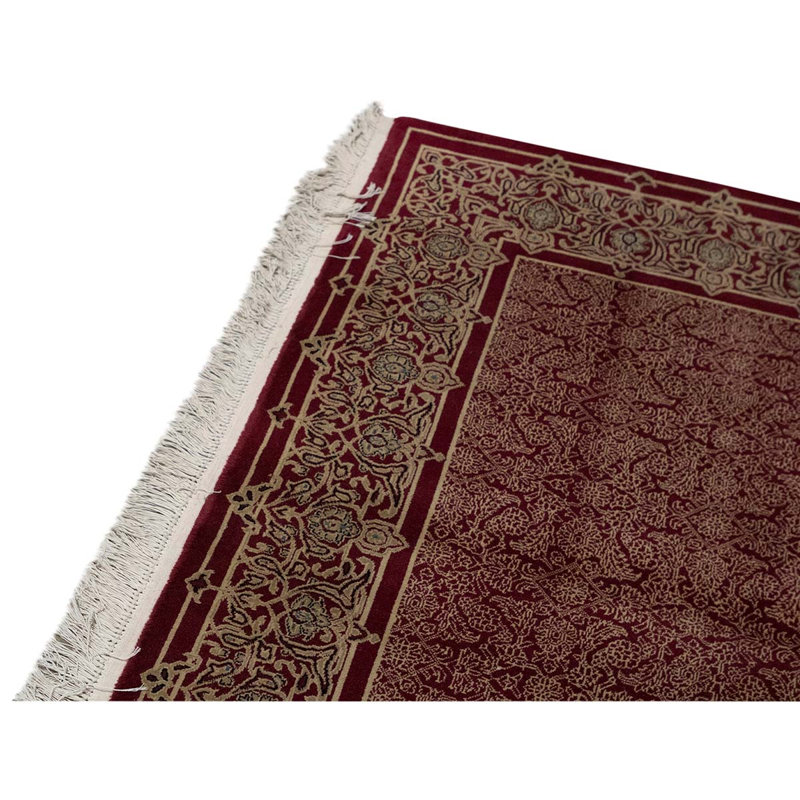 Tapis rouge / gris de haute qualité noué à la main
