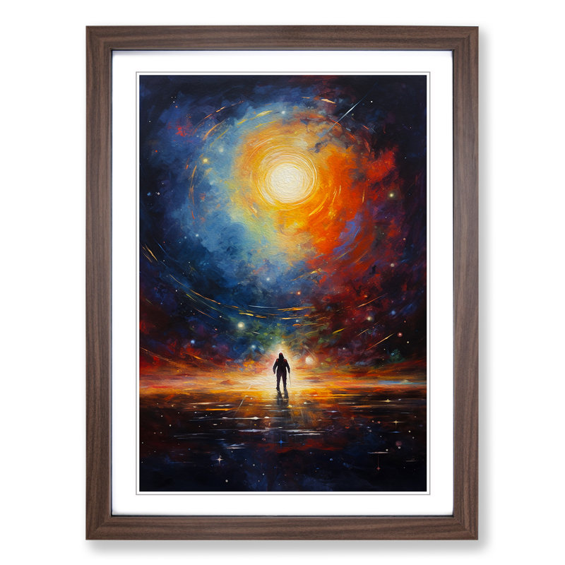 Universe Action Painting Art - Framed Print, Walnut Framed, 64cm H x 46cm W