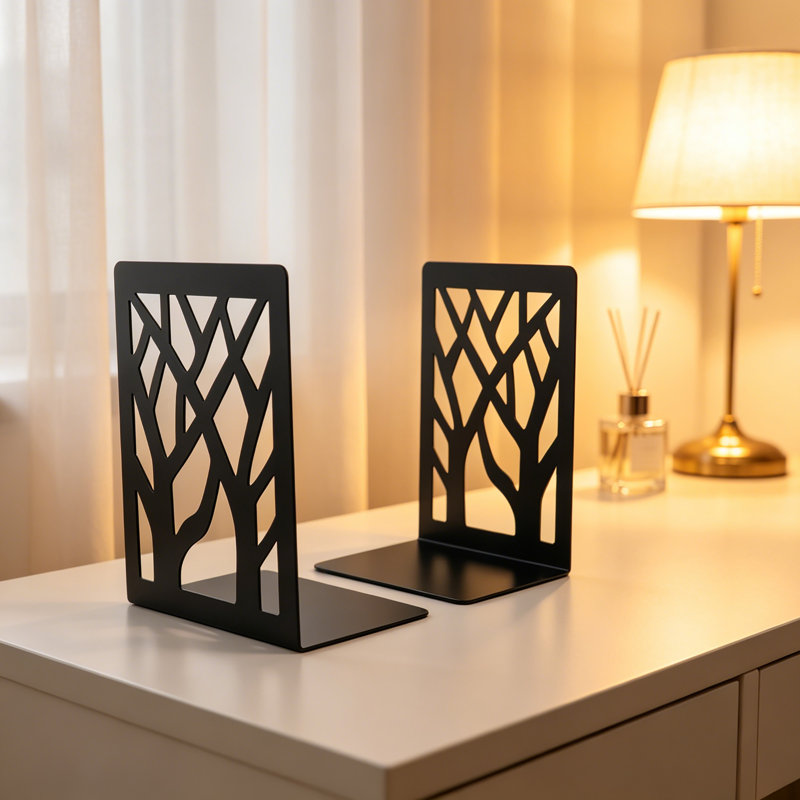Serre-livres en forme d'arbre en métal pour tablettes, ensemble de 2, 6,8 po x 4,9 po x 3,85 po