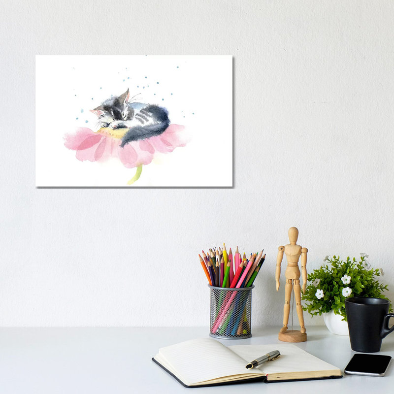 Kitten On A Flower IV - Wrapped Canvas Gallery-Wrapped Canvas Giclée, 20.32 cm H x 30.48 cm W