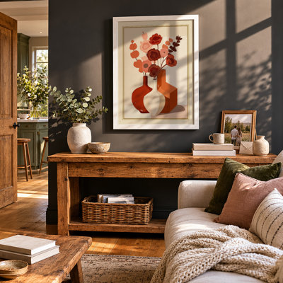 Geometric Floral Arrangement Botanical - Framed Print
