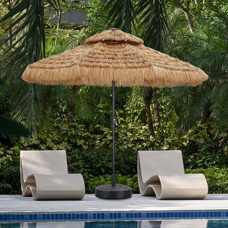 Parasol 9 pi avec chaume Hula 9 pi avec manivelle (sans base), L 108 po x P 108 po