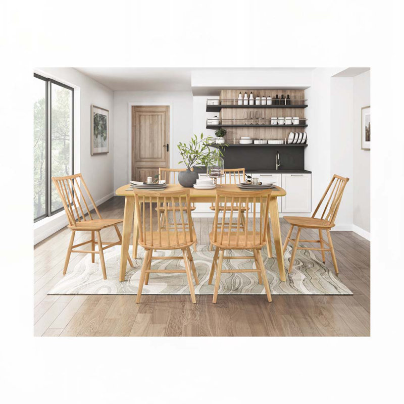 Table de salle à manger en bois avec 4 pieds, Chêne