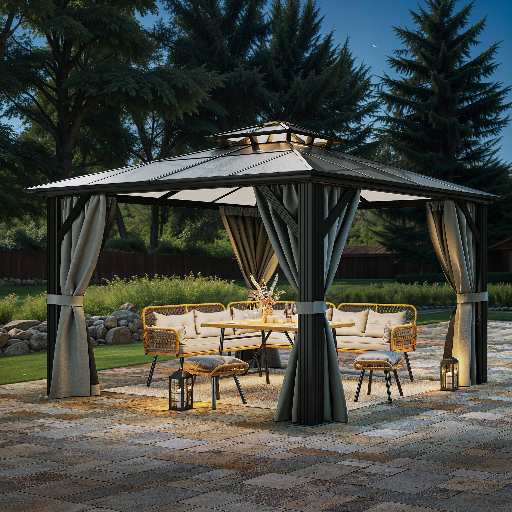 Edrosie Inc 12ft x 14ft Outdoor Double Roof Gazebo | Wayfair