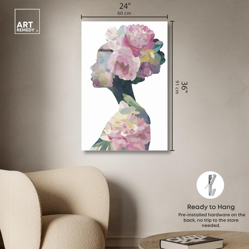 «Inner Bloom II», reproduction d'art acrylique rose par Art Remedy, H 36 po x l 24 po