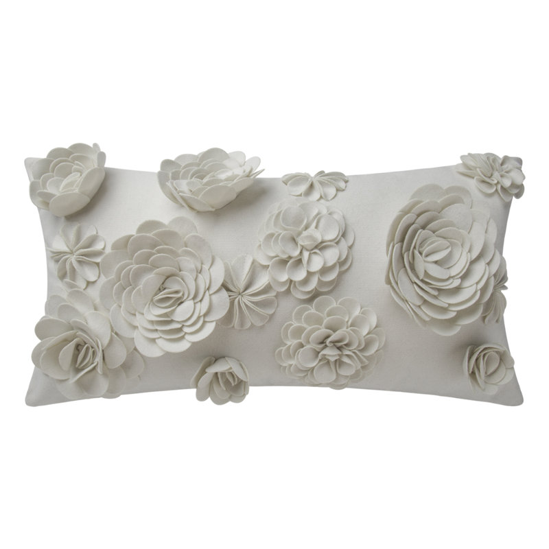 Housse de coussin 3D Floral, Blanc cassé