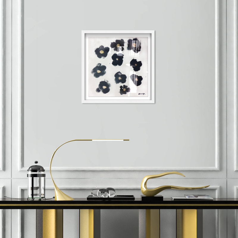 Coco's Gold Camellias - Graphic Art, 18" H x 18" W, Shadowbox, White