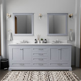 Dukes 80 in. W x 22 in. D White Double Bath Vanity, and 30 in. Mirrors