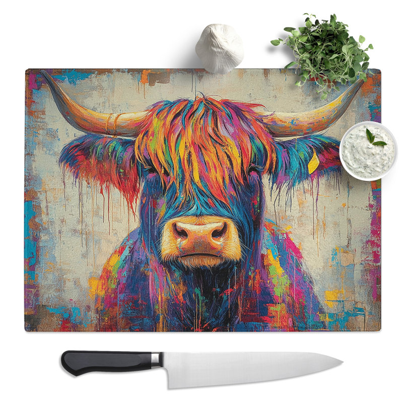 Highland Cow in Colour Vol.1  Glass Chopping Board
