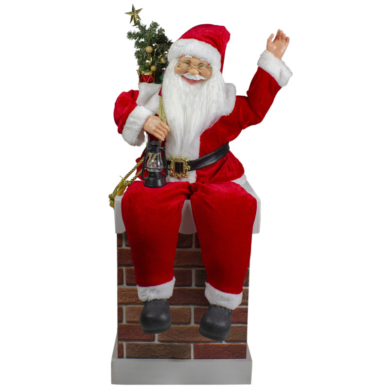 Père Noël livrant des cadeaux dans une cheminée de cheminée