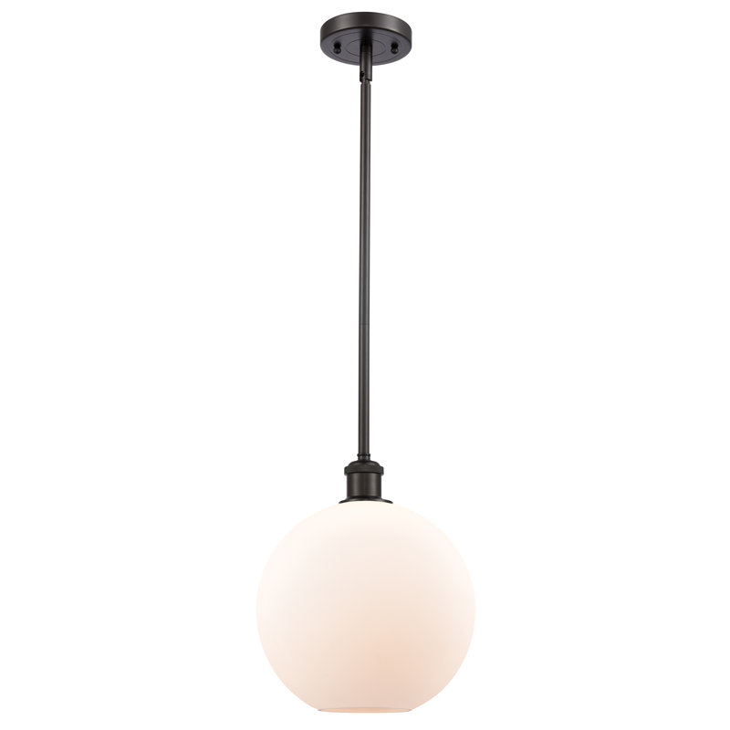 Luminaire suspendu sphère 1 lumière Baran, Ampoule DEL 6 watts Vinage, Blanc mat, Bronze huilé