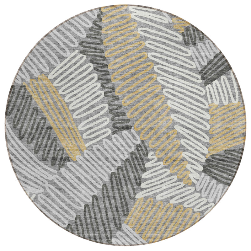Lamanna Washable Floral Indoor / Outdoor Rug, Round 8'