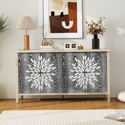 Buffet buffet, armoire de rangement avec rangement, armoire de rangement moderne avec 4 portes et tablettes réglables pour le salon, la salle à manger, la cuisine et le vestibule