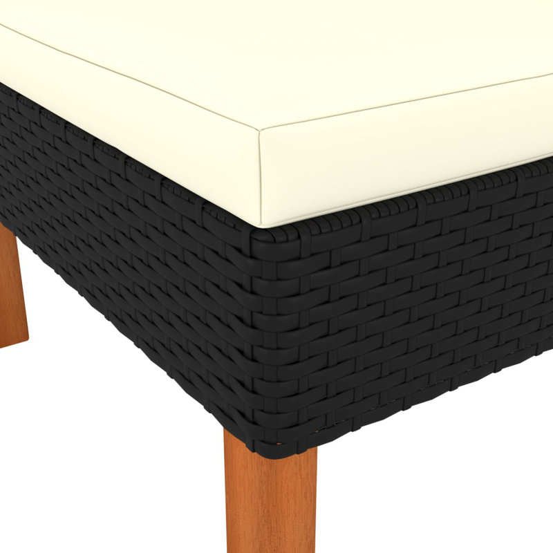 Corner Sofa Poly Rattan and Solid Eucalyptus Wood, Cream, Black
