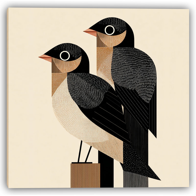 «Graphic Swallow Twins», art mural sur toile tendue, H 20 po x l 20 po