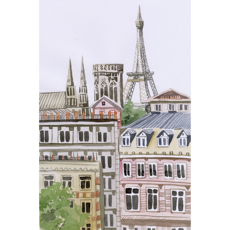 «Colorful Paris Building», reproduction d'art sur toile tendue, H 12 po x l 8 po