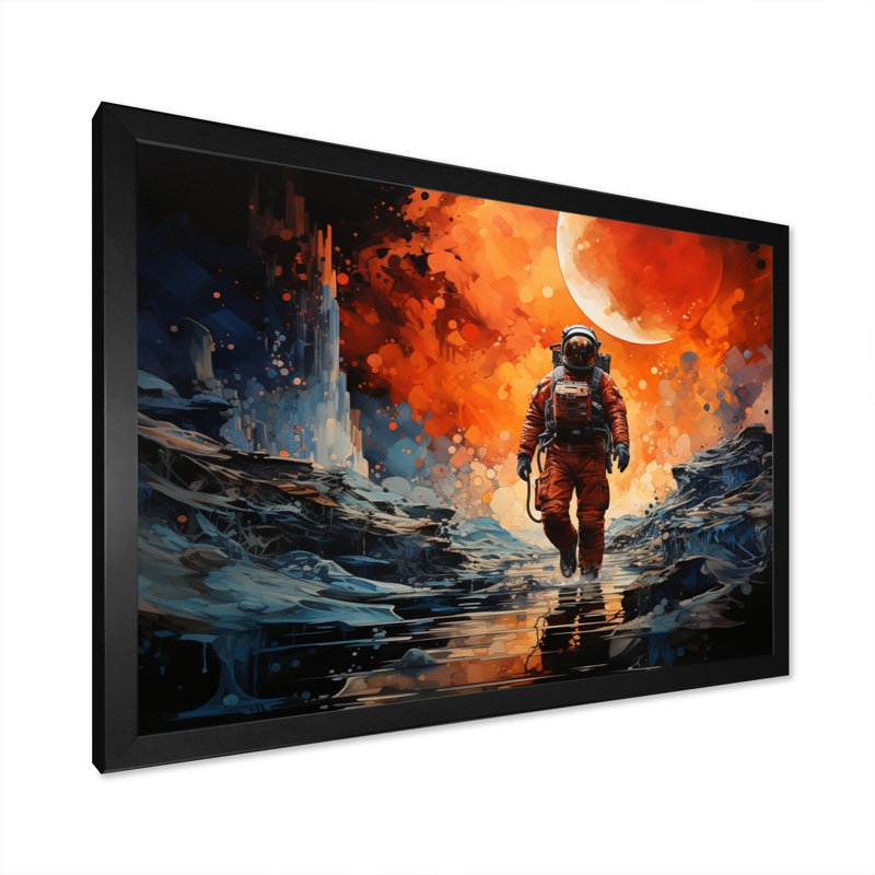Space Astronaut Cosmic Dreams II - Space Canvas Prints, Cadre simple noir, H 34 po x l 44 po x P 1,5 po