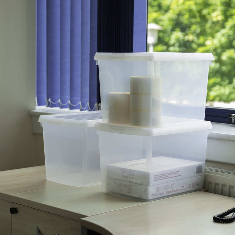 Wham Clip Rectangular Plastic Storage Boxes with Secure Clip Lock Lid Clear/Clear/Clear