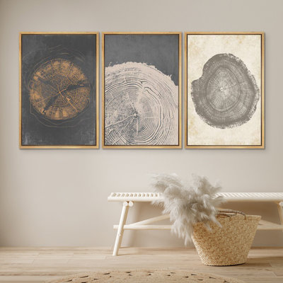 «Pastel Grunge Wood Tree Ring Collages», minimaliste moderne, images boho, impression numérique sur toile, impression numérique sur toile encadrée
