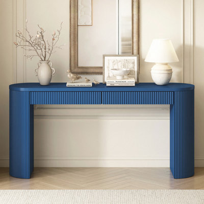 Sophisticated Console Table with Pine Veneer and Vertical Striped,Suitable for Entryway, Hallway, Living Room, Bedroom,Dining room by Latitude Run
