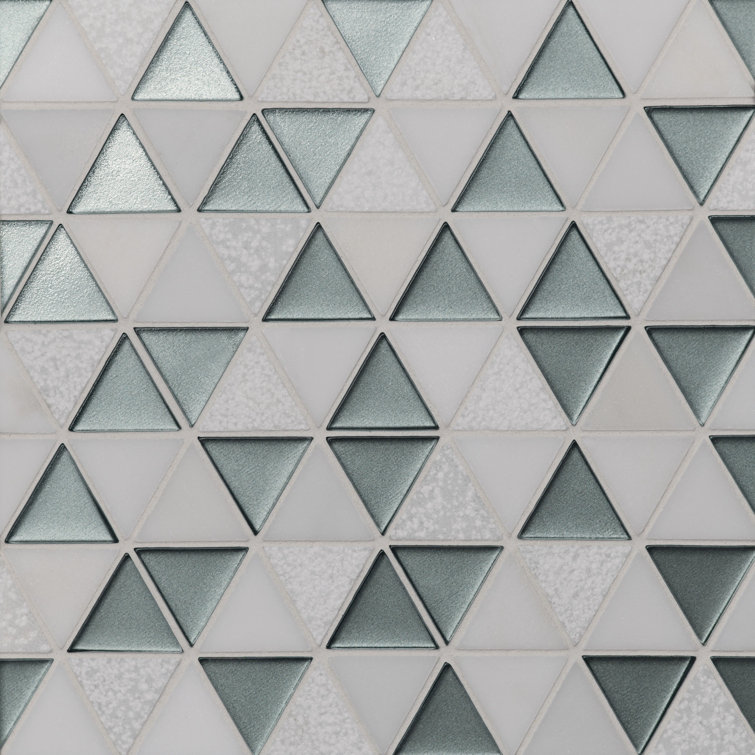 Kaikos 1.75" Triangle Glass and Stone Mosaic Tile