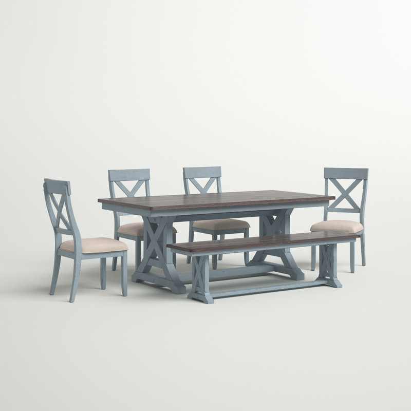 Ensemble repas pour 6 personnes Ryann, Bleu / gris