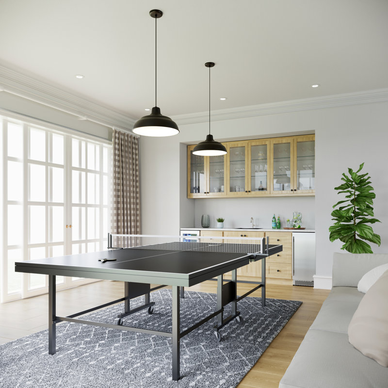 Luminaire suspendu simple en forme de dôme à 1 lumière Abrahamson, Noir satiné, H 9,25 po x l 17 po x P 17 po