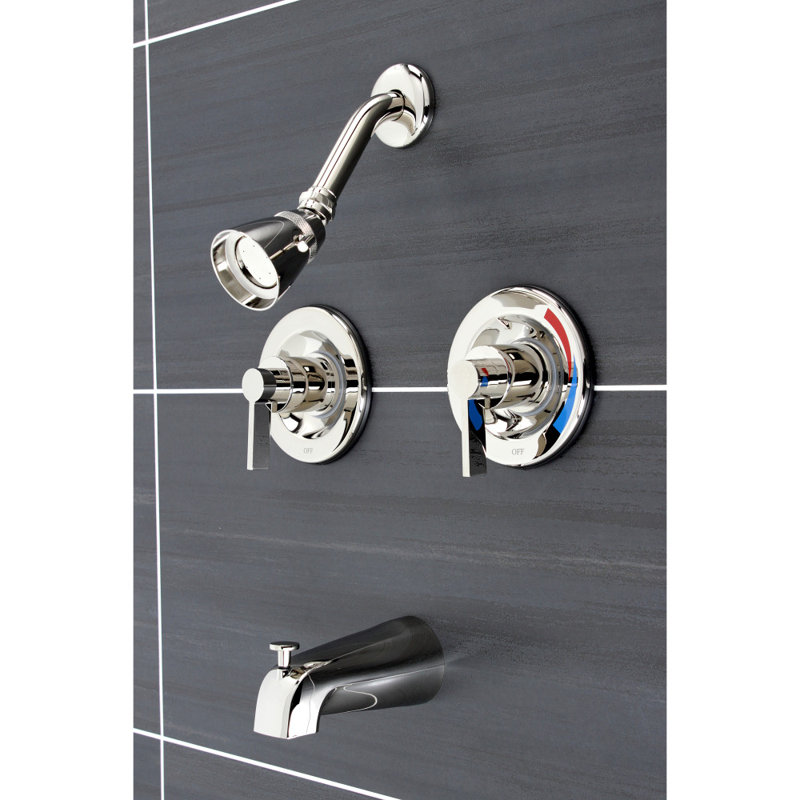 Kingston Brass NuvoFusion Double-Handle Pressure Balanced Tub and Shower Faucet