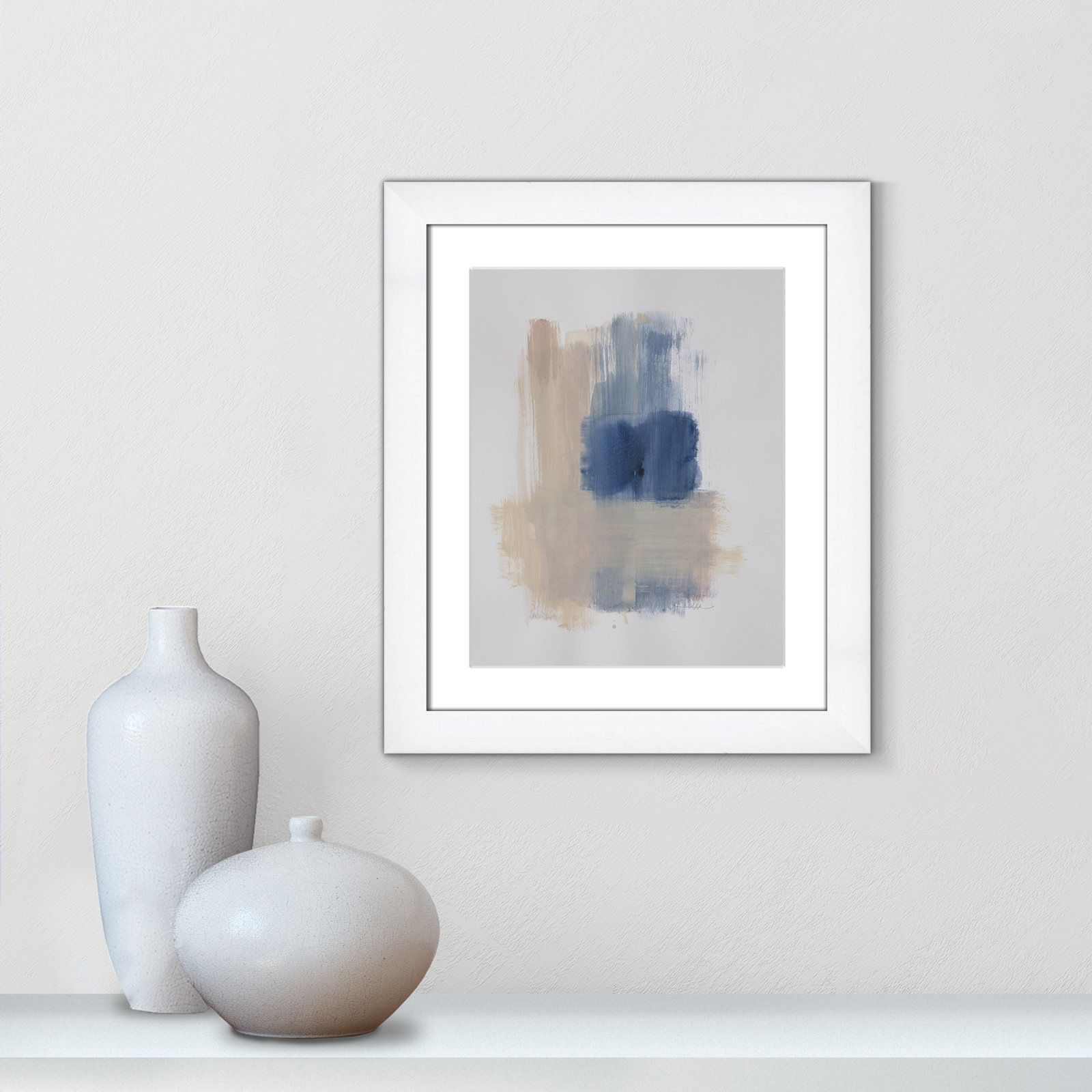 Powder Room Wash III by Casa Fine Arts, White Cube Frame Matted, 20.5" H x 17.5" W x 1.25" D  