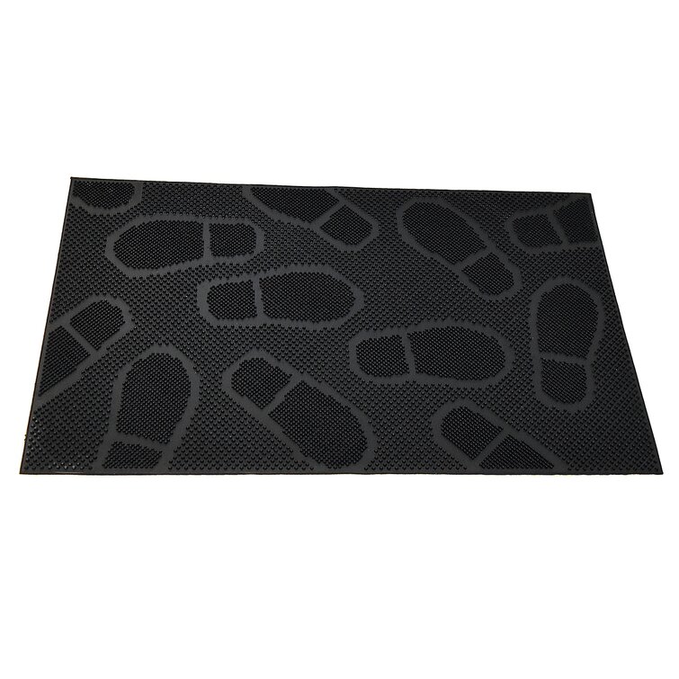 Evideco Outdoor Front Door Mat Harold Railing Rubber Rug 24x16 inch Black