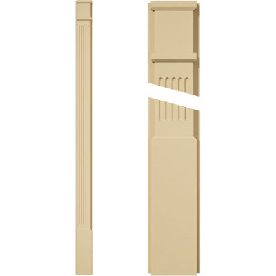 Signature Urethane Fluted Pilaster w/ Decorative Capital & Base, 6"W x 96"H x 2"P (Pair), Base Can Be Trimmed Up to 6 5/8", High Density Milled Urethane, Factory Primed Tan, Sold As Pair