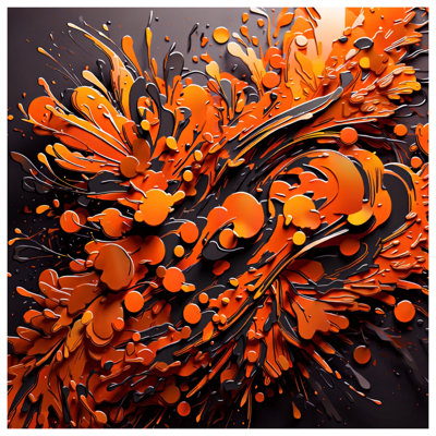 Orange Black Abstract Splatter Comforter