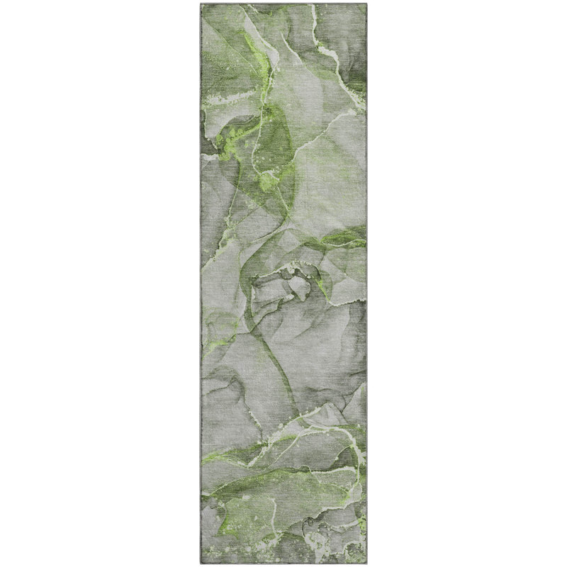 Tapis vert Cerrito AMF519 lavable à la machine de qualité supérieure, Tapis de couloir 2 pi 3 po x 7 pi 6 po