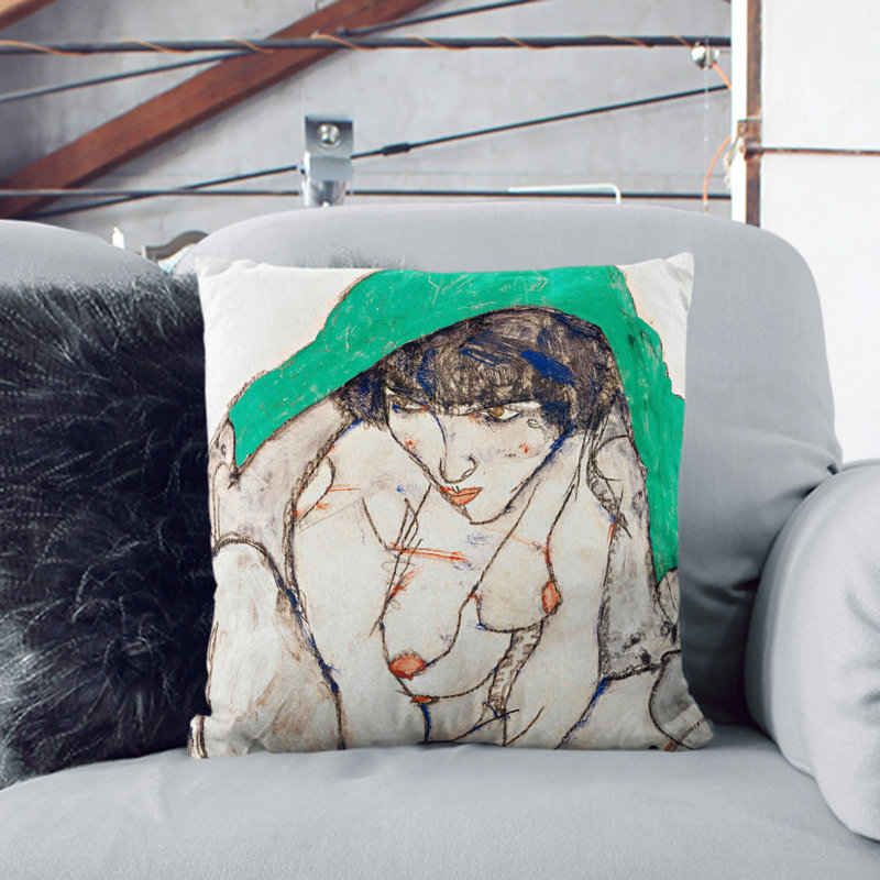 Square Cushion, 55cm H x 55cm W x 20cm D, Green