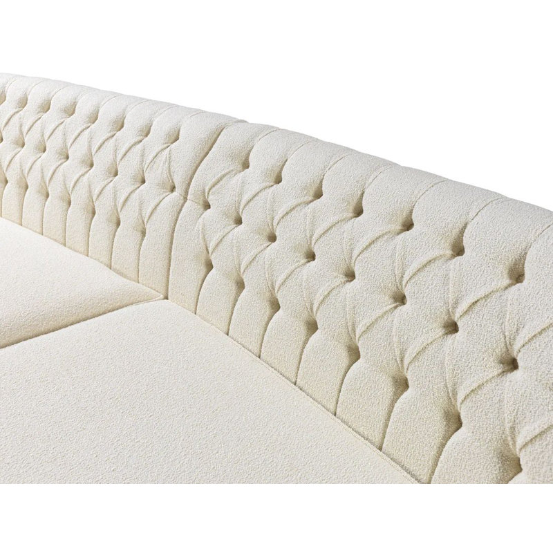 Petrisevac 2 - Piece Upholstered Sectional, Ivory Fabric