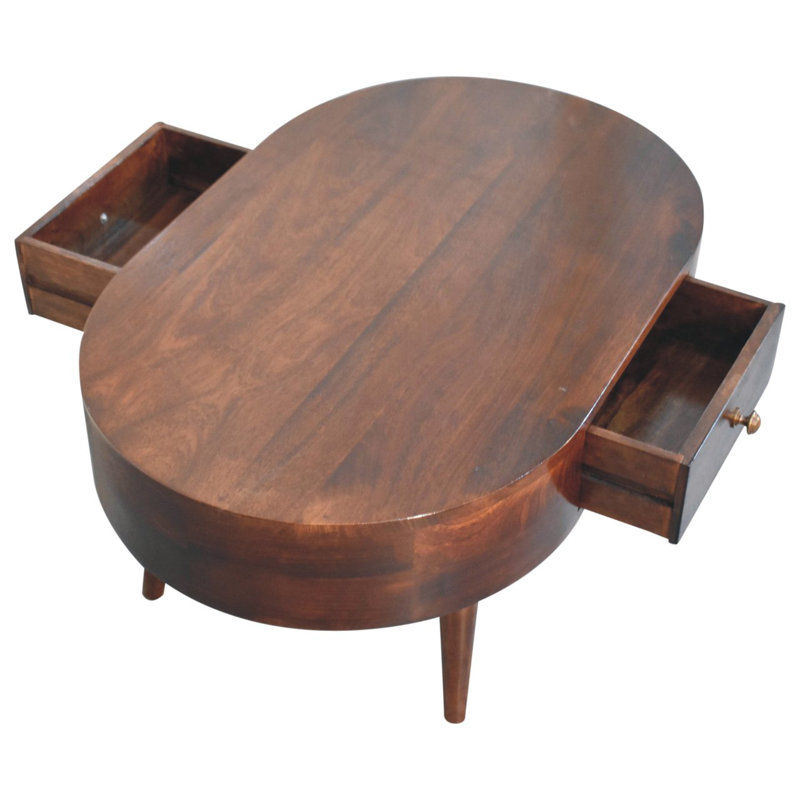 Ahart Solid Wood Four Leg Coffee Table with Storage