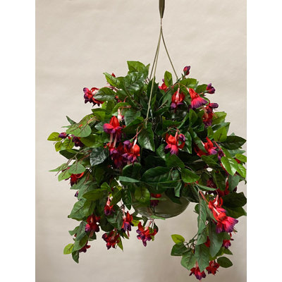 Fabric Geranium Hanging Basket Arrangement