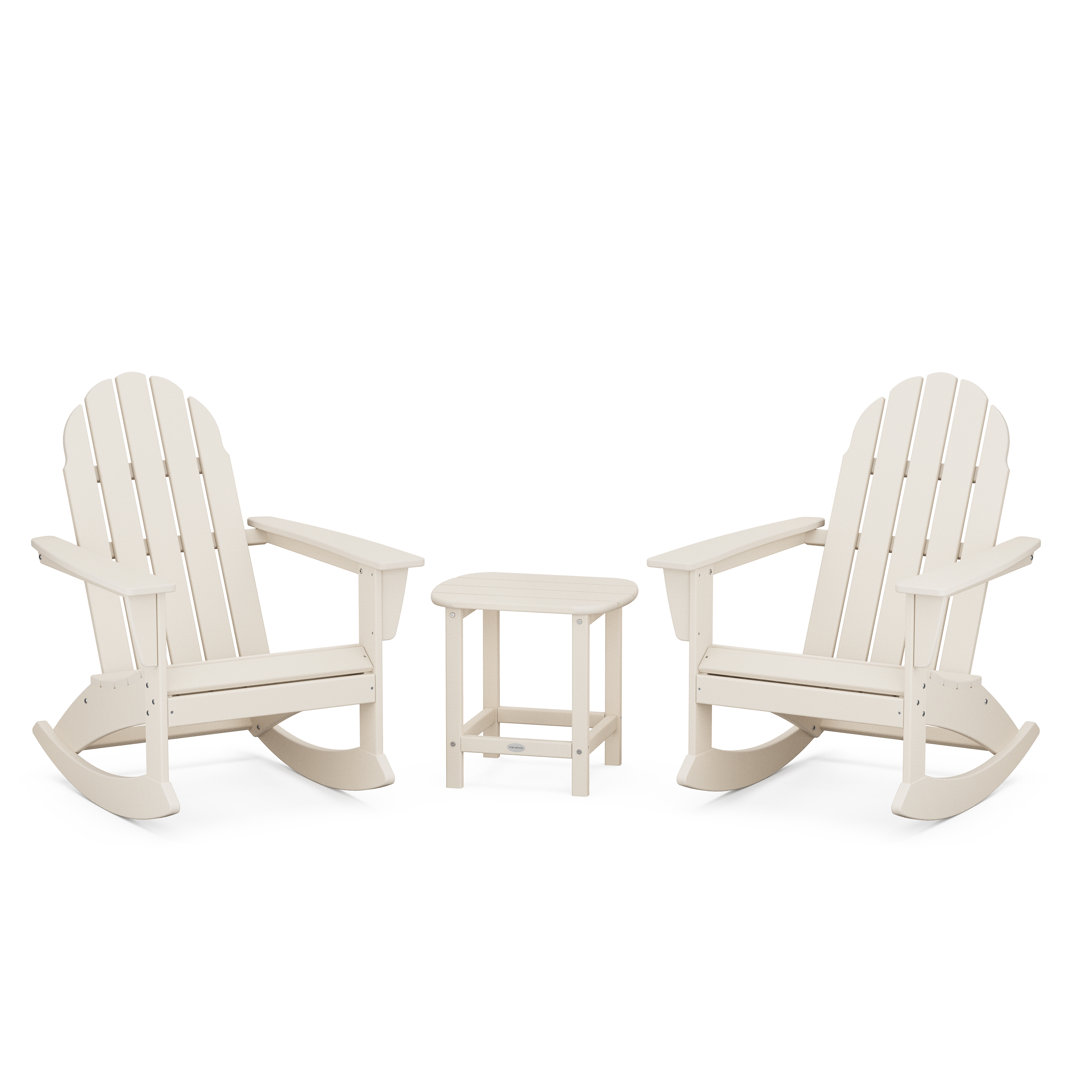 Vineyard 3-Piece Adirondack Rocking Chair Set with South Beach 18" Side Table POLYWOOD® Frame 