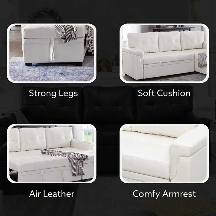 Ebern Designs Monasha Vegan Elegant L-Shaped Couch Convertible