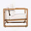 Chaise d'extérieur, fauteuil club en bois avec coussin