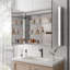 Armoire à pharmacie 36 po x 30 po avec miroir à DEL - brouillard, options et effets d'éclairage personnalisables pour salle de bain à double porte encastrée / à fixation en surface Luminaire à température de couleur réglable-326945933