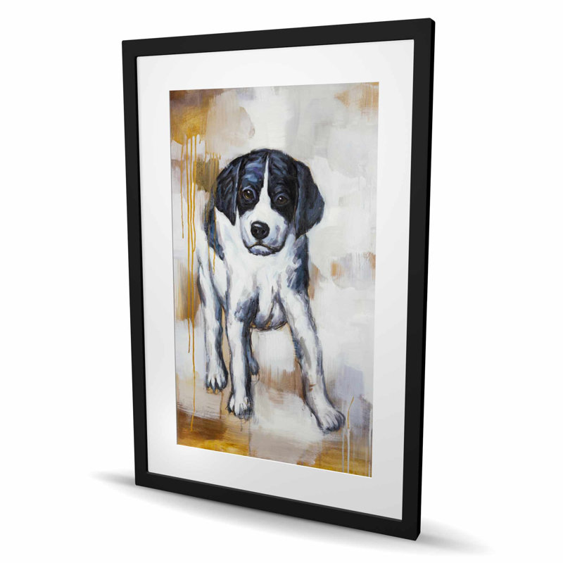 Curieux chiot - impression encadrée mat pour la décoration intérieure