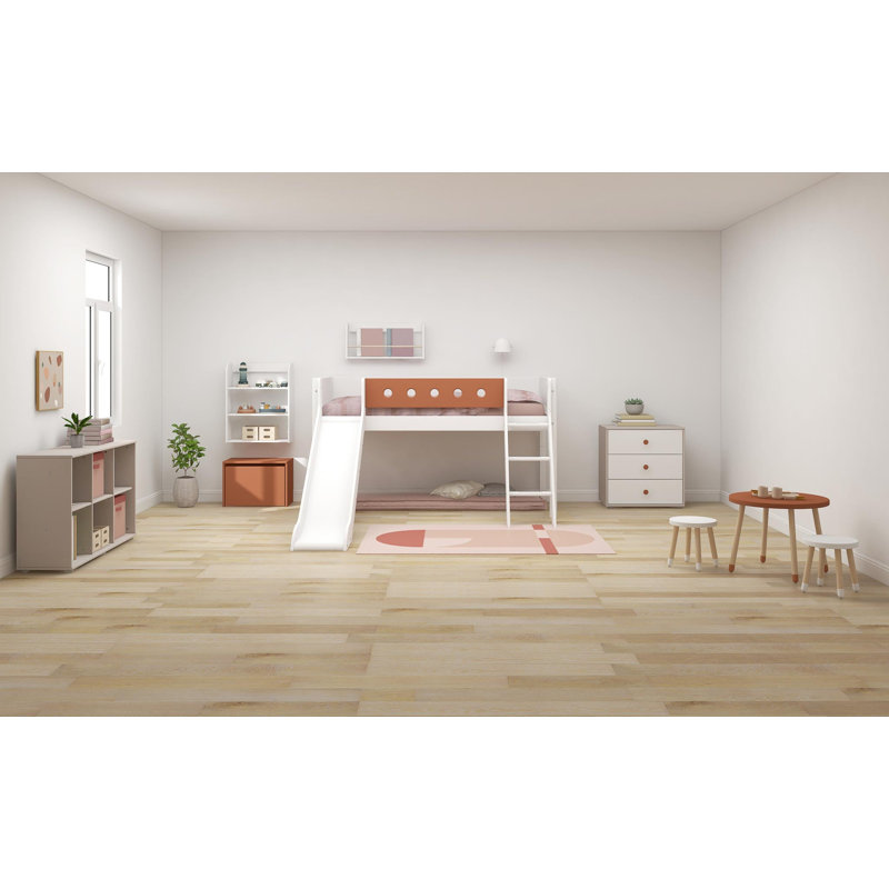 White Loft Bed Bed Frame, White/Brown