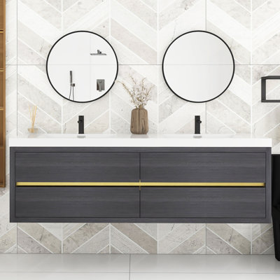 Meuble-lavabo mural avec lavabo l 70,87 po x P 19,69 po x H 22,44 po
