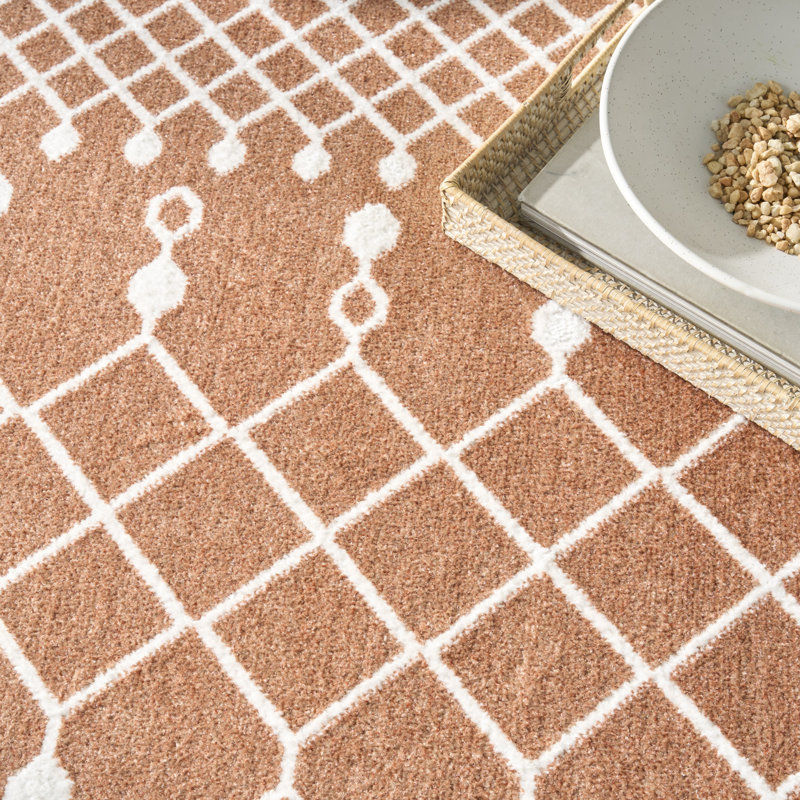 Dakota Fields Burrillville Machine Washable Copper Bohemian Indoor Rug, Rectangle 7'10" x 10'