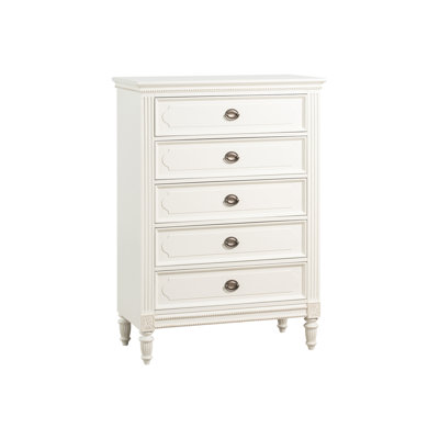 Commode Shira à 5 tiroirs, fini dentelle