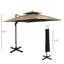 Parasol de patio extérieur excentré avec base, rotation à 360 °, style à double plateau, 8 nervures, inclinaison facile, manivelle, rotation du café à 360 degrés, fabrication de style